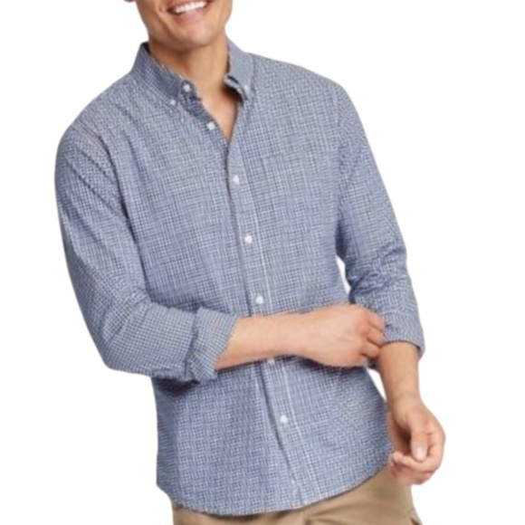 Goodfellow & Co Gingham Check Performance Dress Long Sleeve Button-Down Shirt - Picture 1 of 3